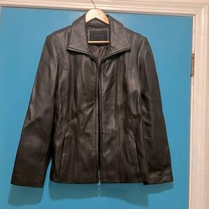 Women’s Large chocolate leather coat great condition